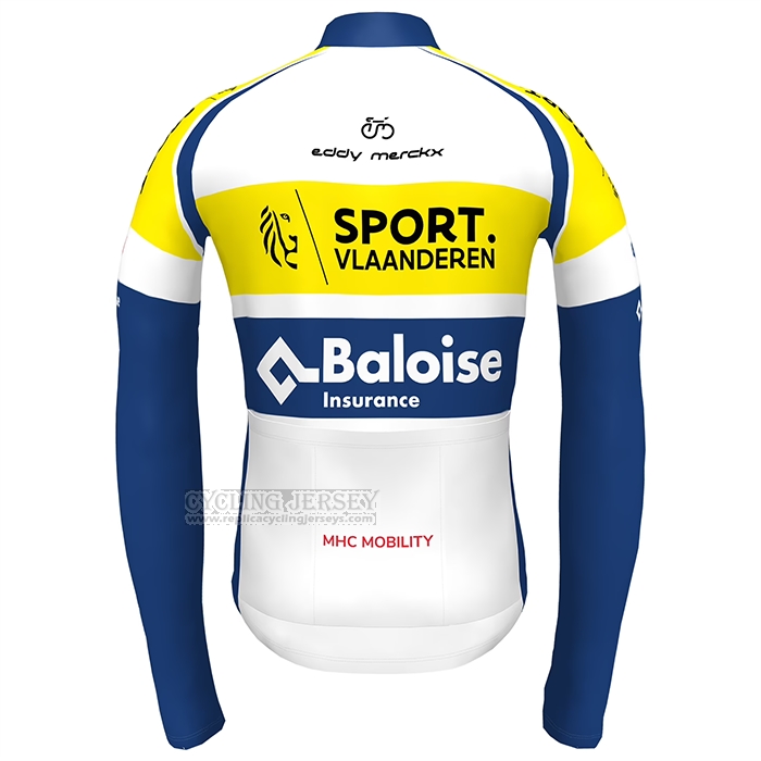 2022 Cycling Jersey Sport Vlaanderen Baloise Blue Yellow Long Sleeve and Bib Short